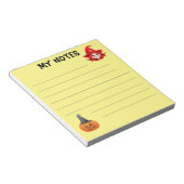 Niedliche Hexe und Kürbis mit Hut Notizblock (angewinkelt)