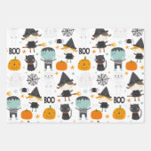 Niedliche Hexe und Kürbis personalisiert Geschenkpapier Set (Vorderseite)