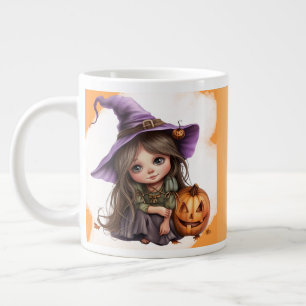 Niedliche Hexe- und KürbisHalloween-Tasse Jumbo-Tasse