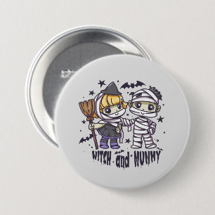 Niedliche Hexe und Mummy Button
