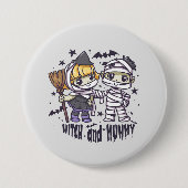 Niedliche Hexe und Mummy Button (Vorderseite)