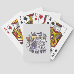 Niedliche Hexe und Mummy Spielkarten