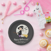 Niedliche Hexe und personalisierbarer Halloween-Er Pappteller (Party)