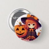 Niedliche Hexe zu Halloween Button (Vorne & Hinten)