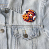 Niedliche Hexe zu Halloween Button (Beispiel)