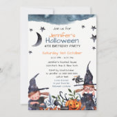 Niedliche Hexen Kindergeburtstag Halloween Einladu Einladung (Vorderseite)