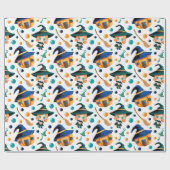 Niedliche Hexen Pumpkin House Muster Geschenkpapier (Flach)