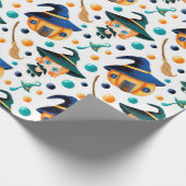 Niedliche Hexen Pumpkin House Muster Geschenkpapier (Ecke)