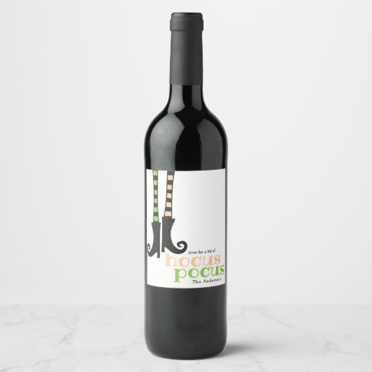 Niedliche Hexen-Strumpf Stiefel Hocus Pocus Hallow Weinetikett (Vorderseite)