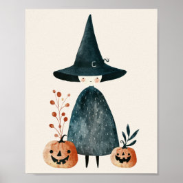 Niedliche Hexen- und Jack-o-Laternen Halloween-Kin Poster