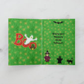 Niedliche Hexenkarte, Katze, Fledermäuse & Spidere Karte (Innenseite)