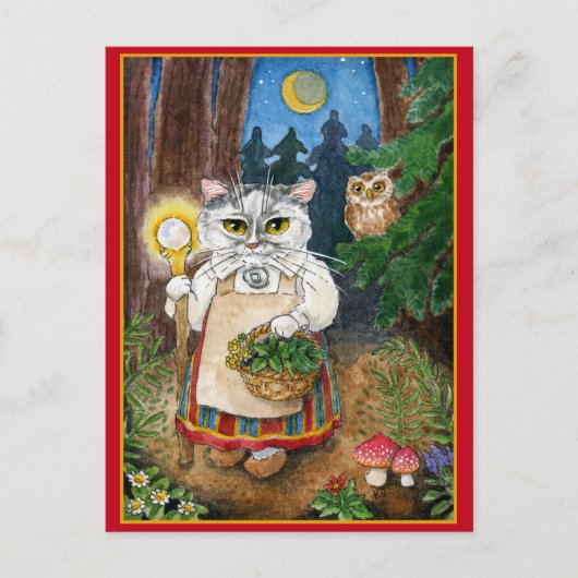 Niedliche Hexenkatze-Fantasie-Postkarte Postkarte (Vorderseite)