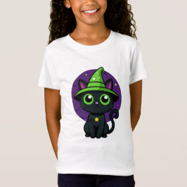 Niedliche Hexenkatze Halloween T - Shirt - Kinder