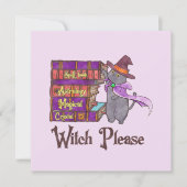 Niedliche Hexenkatze mit Büchern - "Hexe bitte" (Vorderseite)