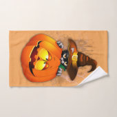 Niedliche Hexenkatze und KürbisHalloween-Freunde Badhandtuch Set (Handtuch)