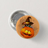 Niedliche Hexenkatze und KürbisHalloween-Freunde Button (Vorne & Hinten)