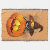Niedliche Hexenkatze und KürbisHalloween-Freunde Decke (Vorderseite)