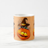 Niedliche Hexenkatze und KürbisHalloween-Freunde Kaffeetasse (Mittel)