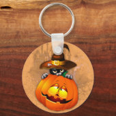 Niedliche Hexenkatze und KürbisHalloween-Freunde Schlüsselanhänger (Vorderseite)