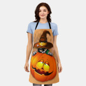 Niedliche Hexenkatze und KürbisHalloween-Freunde Schürze (Getragen)
