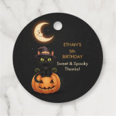 Niedliche Hexenkatze und Pumpkin Geburtstag Geschenkanhänger (Rückseite)