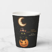 Niedliche Hexenkatze und Pumpkin Geburtstag Pappbecher (Rückseite)