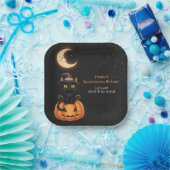 Niedliche Hexenkatze und Pumpkin Geburtstag Pappteller (Party)