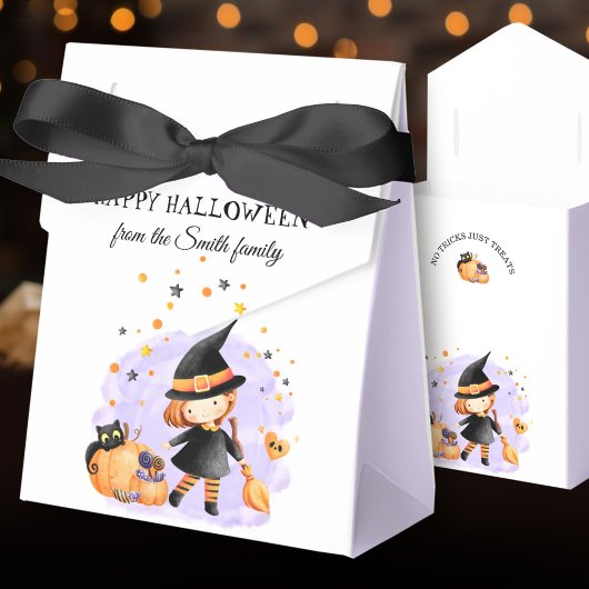 Niedliche Hexenkessel Halloween Gefallen Box Lila Geschenkschachtel