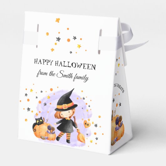 Niedliche Hexenkids Halloween Zehnte Gefälligkeit Geschenkschachtel (Rückseite)