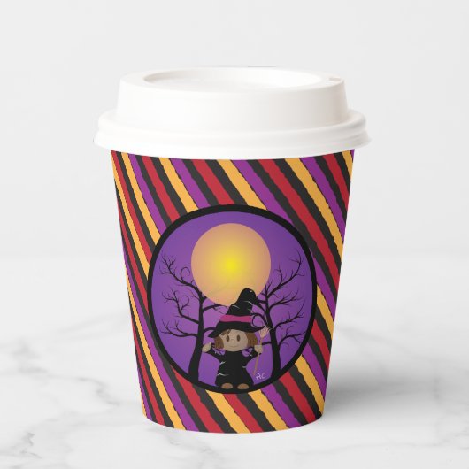 Niedliche Hexenkind Halloween-Party-Papiertasse Pappbecher (Vorderseite)