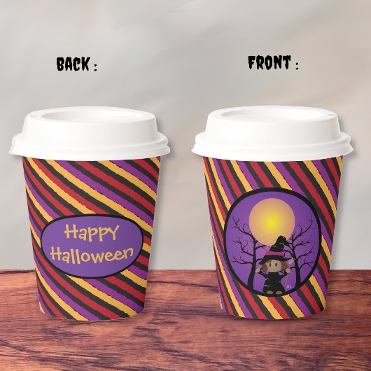 Niedliche Hexenkind Halloween-Party-Papiertasse Pappbecher