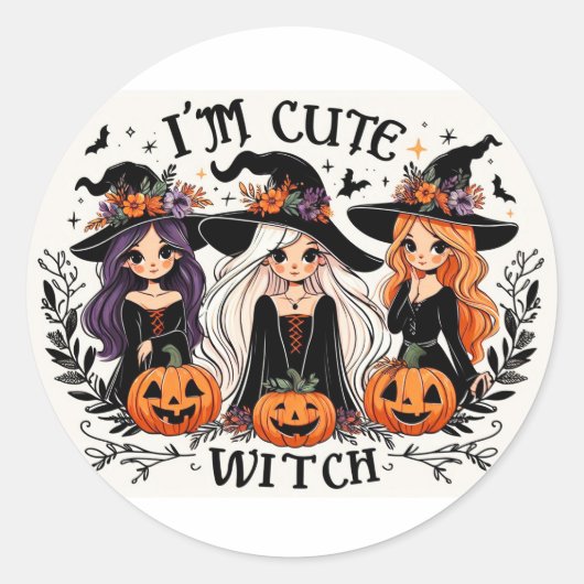 Niedliche Hexenkleber Runder Aufkleber (Vorderseite)