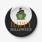 Niedliche Hexenkröte, glückliches Halloween Pappteller (Vorderseite)