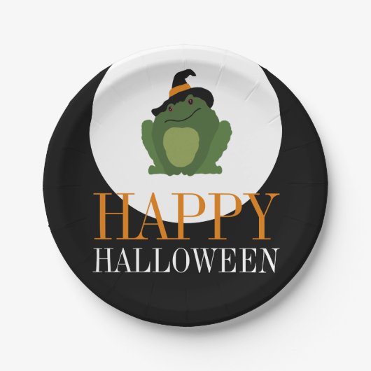 Niedliche Hexenkröte, glückliches Halloween Pappteller (Vorderseite)