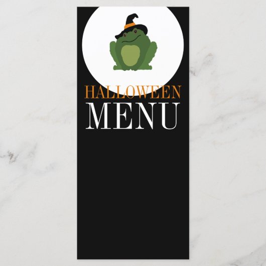 Niedliche Hexenktoad, Halloween Menükarte (Vorderseite)