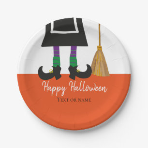Niedliche Hexenleder glücklich Halloween Personali Pappteller
