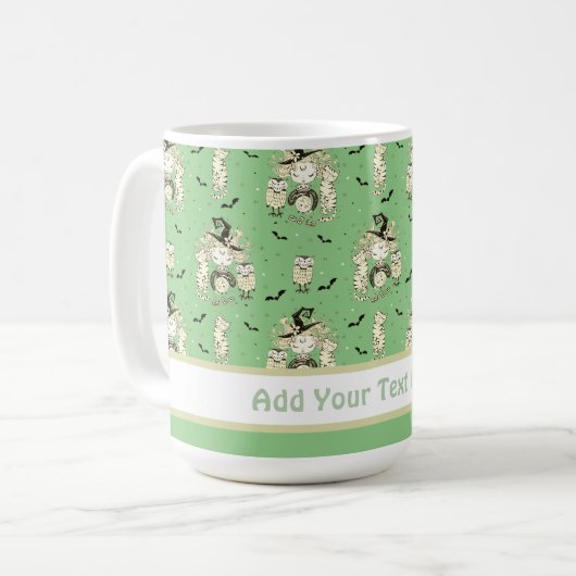 Niedliche Hexenmädchen mit Fledermäusen Kaffeetasse (Vorderseite Links)