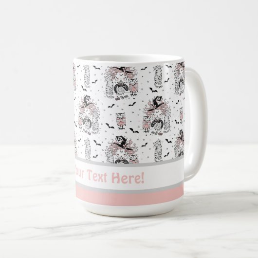 Niedliche Hexenmädchen mit Fledermäusen Kaffeetasse (VorderseiteRechts)