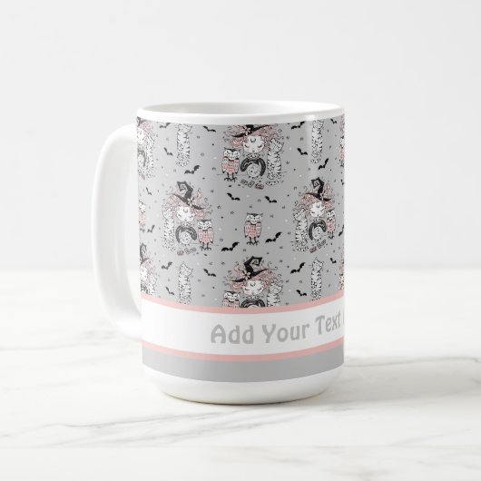 Niedliche Hexenmädchen mit Fledermäusen Kaffeetasse (Vorderseite Links)