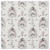 Niedliche Hexenmädchen mit Fledermäusen Stoff (Muster)