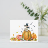Niedliche Hexenmaus am Kürbis Postkarte (Stehend Vorderseite)