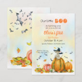 Niedliche Hexenmäuse auf dem Pumpkin Einladung (Vorne/Hinten)