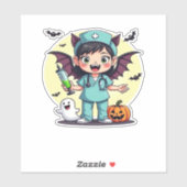 Niedliche Hexenschwester Halloween Premium T - Shi Aufkleber (Blatt)