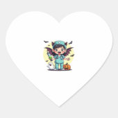 Niedliche Hexenschwester Halloween Premium T - Shi Herz-Aufkleber (Vorderseite)