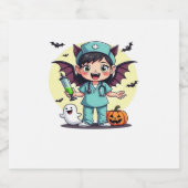 Niedliche Hexenschwester Halloween Premium T - Shi Schaumweinetikett (Einzelnes Label)