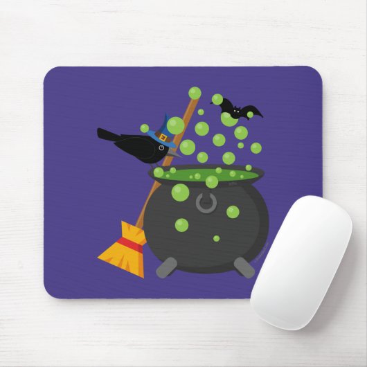 Niedliche Hexenzange mit Blick auf einen blühenden Mousepad (Mit Mouse)