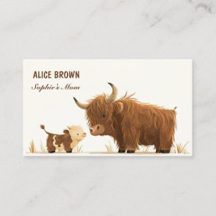 Niedliche Highland Cow & Calf Mommy Calling Card Visitenkarte