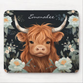 Niedliche Highland Cow in Beautiful Florals mit Mo Mousepad (Vorne)