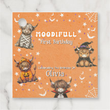 Niedliche Highland Cows Moodifull Halloween Geburt