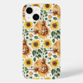 Niedliche Highland Cows & Yellow Sunflower Blume Case-Mate iPhone Hülle (Rückseite)